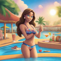 Create a magical and sophisticated poster for Disney Pixar's 'Bikini Bar,' an animated film for adults