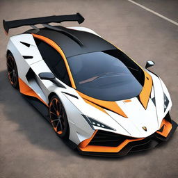 A Lamborghini Egoista transformed into a TCR (Touring Car Racing) vehicle