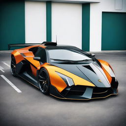 A Lamborghini Egoista transformed into a TCR (Touring Car Racing) vehicle