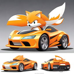 A modern supercar inspired by Tails the Fox from the Sonic the Hedgehog series