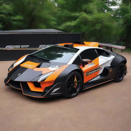 A Lamborghini Egoista transformed into a WRC (World Rally Championship) car