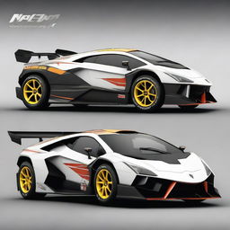 A Lamborghini Egoista transformed into a WRC (World Rally Championship) car