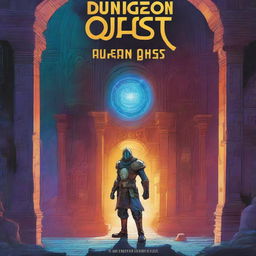 A book cover for 'Dungeon Quest' immerses the reader in a futuristic and mysterious setting