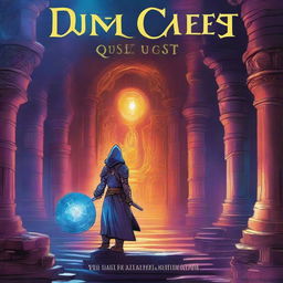 A book cover for 'Dungeon Quest' immerses the reader in a futuristic and mysterious setting