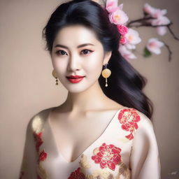 Create an image of an attractive Asian woman