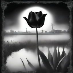 Create a front cover for a novel titled 'The Black Tulip'