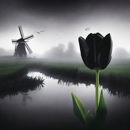 Create a front cover for a novel titled 'The Black Tulip'