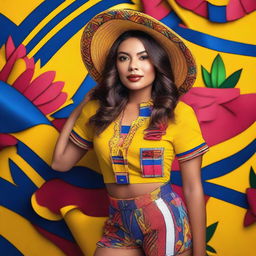 A Colombian girl posing confidently in a stylish outfit