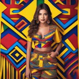 A Colombian girl posing confidently in a stylish outfit