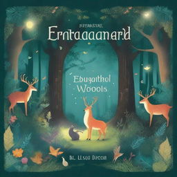 A beautifully illustrated book cover featuring a magical forest with glowing plants and mystical creatures