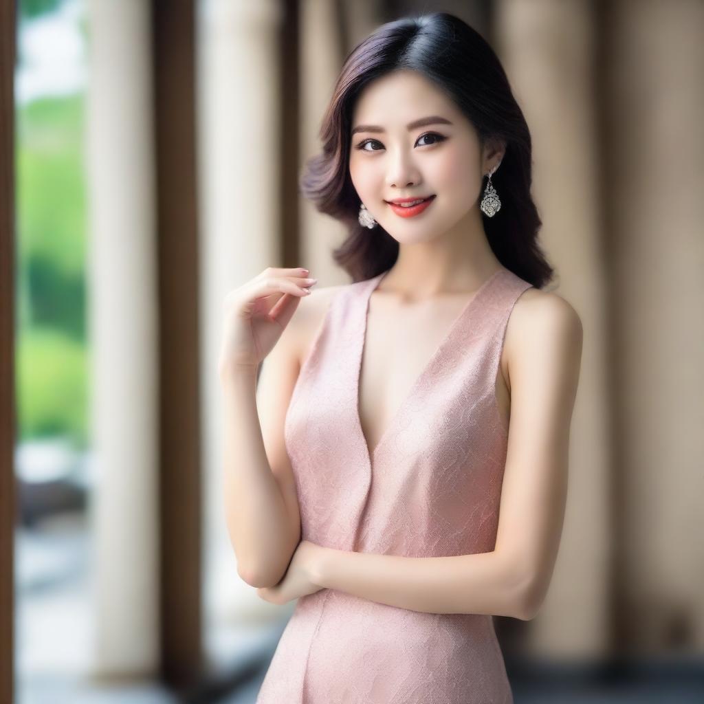 A beautiful Asian woman posing elegantly