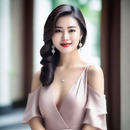 A beautiful Asian woman posing elegantly