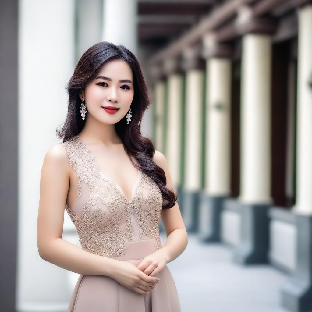 A beautiful Asian woman posing elegantly