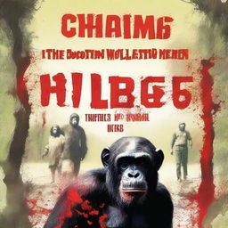 A movie poster featuring a chimpanzee covered in blood standing in front of the Holloway Wildlife Park sign