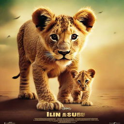 A movie poster for a plot about a lion cub that runs away thinking it caused its father's death, which was actually caused by its evil uncle