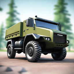 Create a detailed 3D model of the Praga V3S, a military truck known for its rugged design and durability