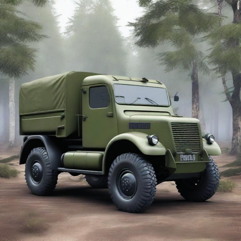 Create a detailed and realistic image of the Praga V3S, a historical military truck