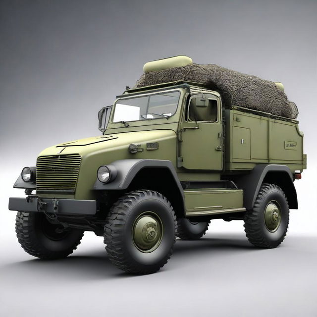 Create a detailed and realistic image of the Praga V3S, a historical military truck, redesigned as a 2024 model