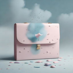 A light-themed book cover featuring a surreal image of a briefcase filled with symbols of grief, such as wilted flowers, tear drops, and soft pastel clouds