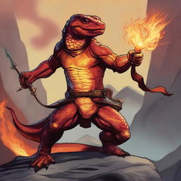 A detailed illustration of a Dungeons & Dragons salamander race character