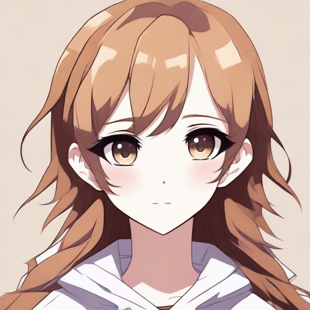 Create a 2D waifu character with light brown hair, light brown eyes, and a facial piercing