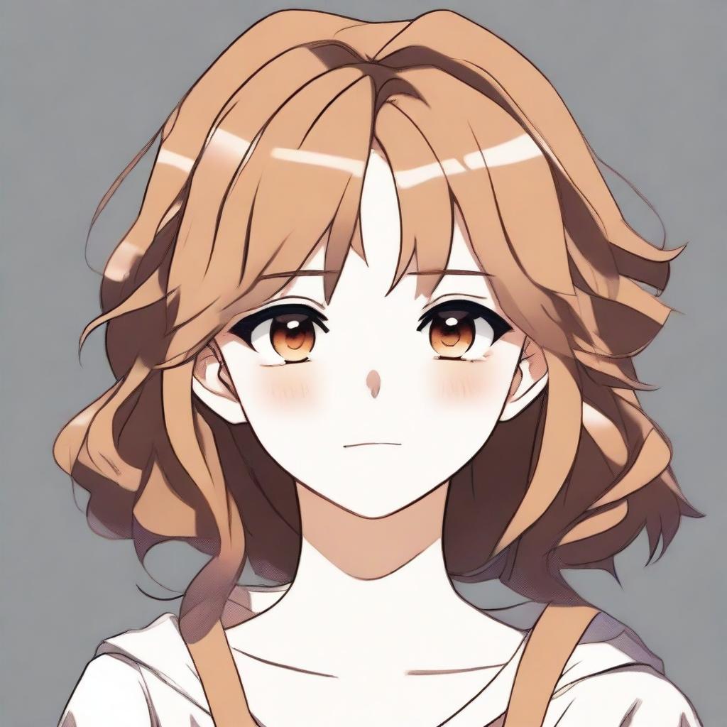 Create a 2D waifu character with light brown hair, light brown eyes, and a facial piercing