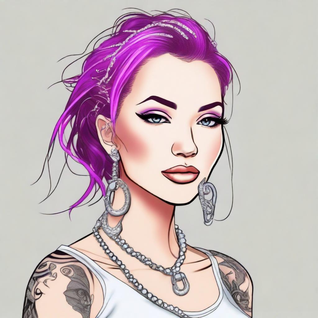 Design a woman with facial piercings