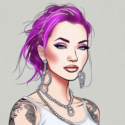 Design a woman with facial piercings