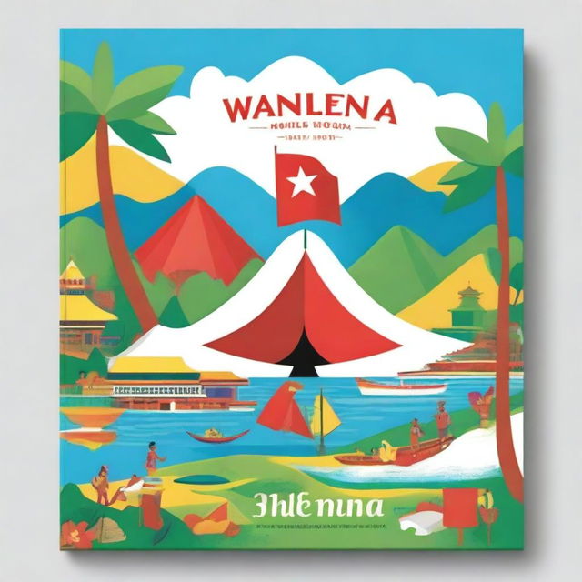 The cover features a vibrant and cheerful illustration of the Indonesian flag, with the word 'Wonderful Indonesia' written in bold, colorful letters