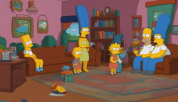 A high-quality image of The Simpsons' living room, designed for use as a Zoom background