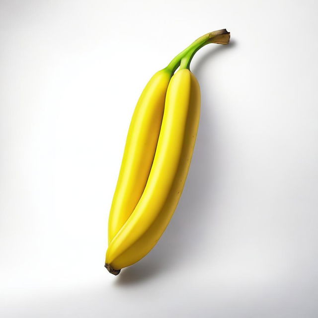 A vibrant, realistic image of a long, ripe banana with a bright yellow peel