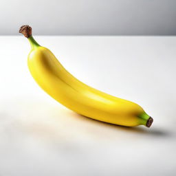 A vibrant, realistic image of a long, ripe banana with a bright yellow peel