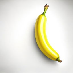 A vibrant, realistic image of a long, ripe banana with a bright yellow peel