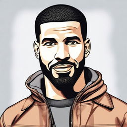 A detailed and realistic portrait of Drake, the famous rapper and singer