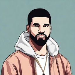 A detailed and realistic portrait of Drake, the famous rapper and singer