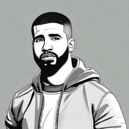 A detailed and realistic portrait of Drake, the famous rapper and singer