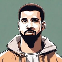 A detailed and realistic portrait of Drake, the famous rapper and singer