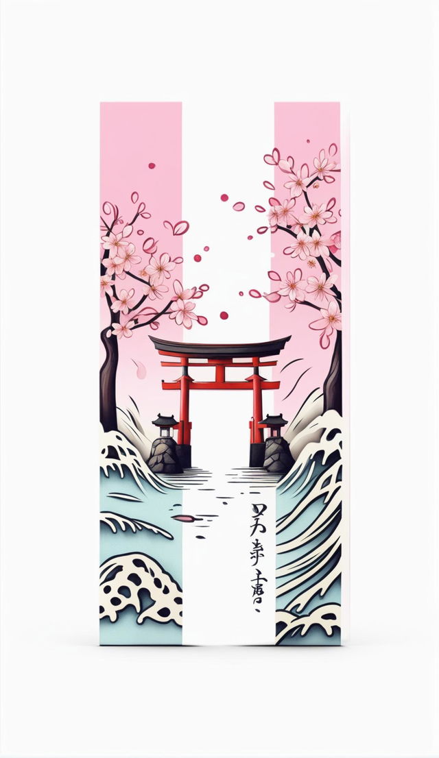 Design a beautiful, printable bookmark with a Japanese aesthetic, measuring 2"x7"