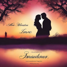 Create a book cover titled 'Love in the Shadows of Sunset'