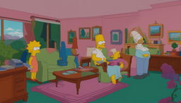 An empty living room from The Simpsons, designed as a Zoom background