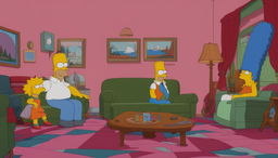 An empty living room from The Simpsons, designed as a Zoom background