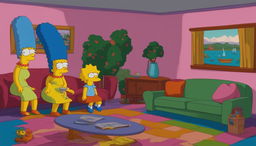 An empty living room from The Simpsons, designed as a Zoom background