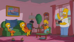 An empty living room from The Simpsons, designed as a Zoom background