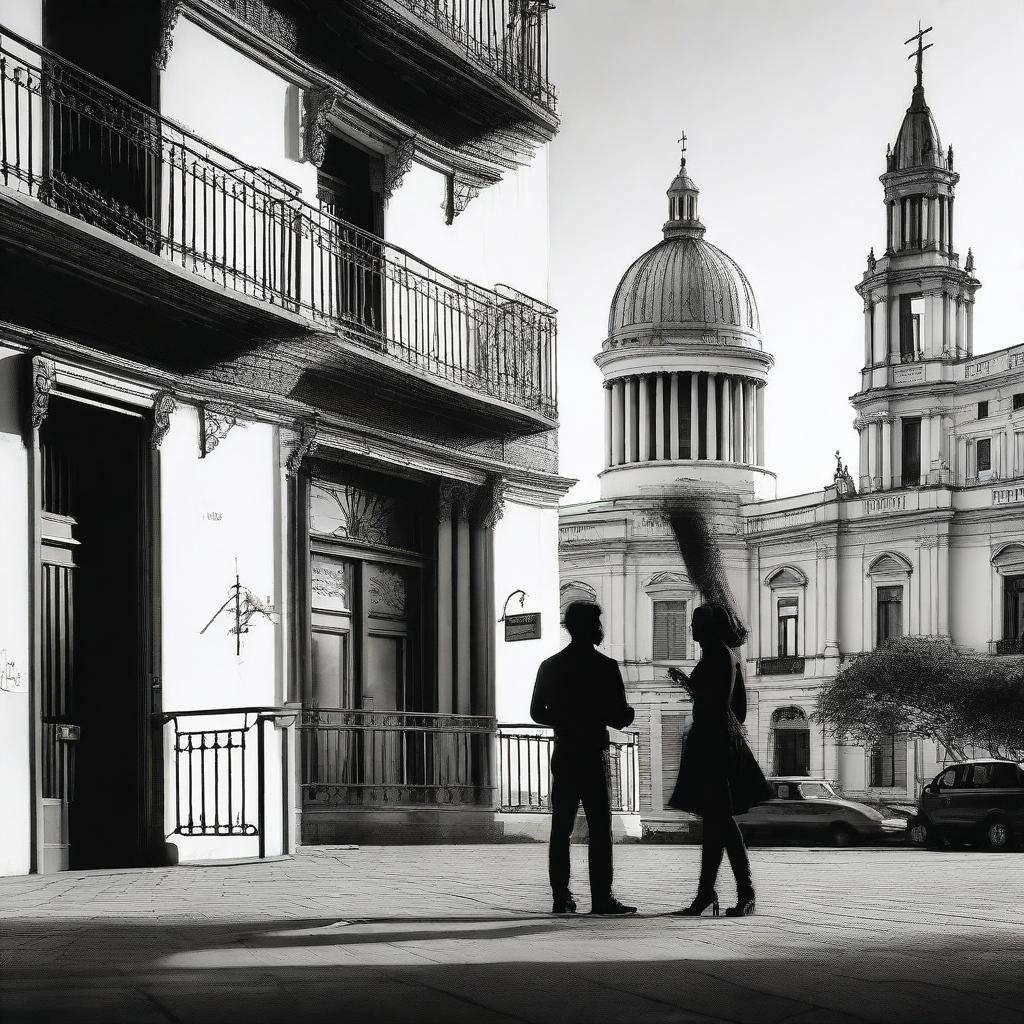 A distant relationship between a man with a guitar and a woman in the city of Buenos Aires