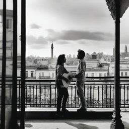 A distant relationship between a man with a guitar and a woman in the city of Buenos Aires