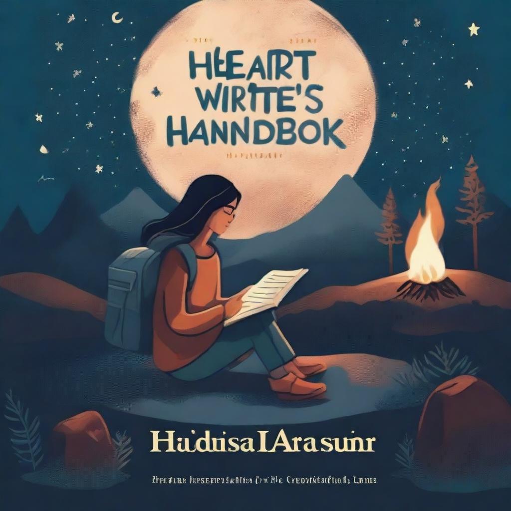 A captivating book cover titled 'The Heart Writer's Handbook for Adventurous Writers Looking for Deep Connection and Heart through the Conscious Craft of Writing'