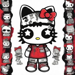 A unique and edgy depiction of Hello Kitty with Mara Salvatrucha (MS-13) gang elements