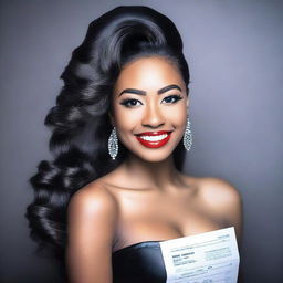 A 28-year-old spectacularly beautiful smiling petite African-American-Vietnamese lady in a professional photography studio