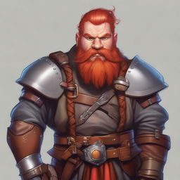 A detailed fantasy character portrait of a male dwarf with red hair and a braided beard