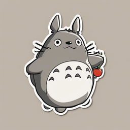 A delightful water bottle sticker design featuring Totoro from Studio Ghibli in a dancing pose